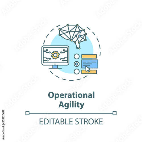 Operational agility concept icon. System support. Technology innovation. Digital transformation for business idea thin line illustration. Vector isolated outline RGB color drawing. Editable stroke