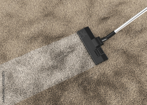 Vacuum cleaner on a carpet 3d rendering