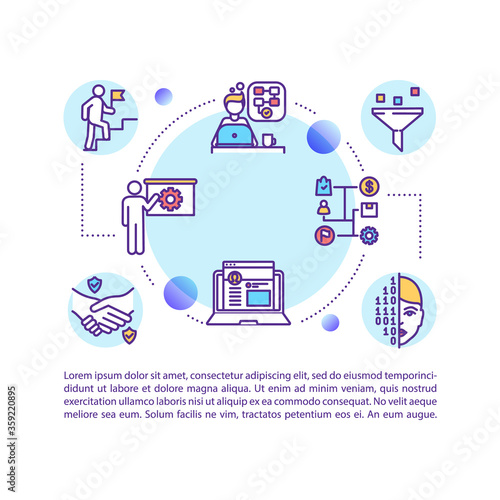 Operational agility concept icon with text. Technology integration. Workforce enablement PPT page vector template. Brochure, magazine, booklet design element with linear illustrations