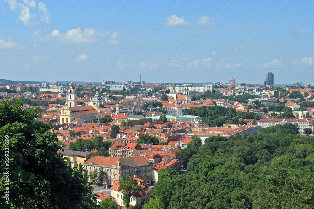 Cityscape of Vilnius, Lithuania from view point in a summer sunny day.