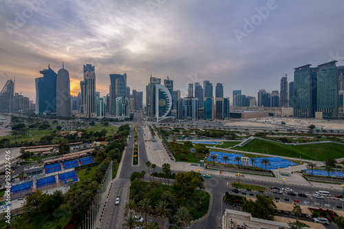 Beautiful Sky line view of after sunset. West bay Financial Hub of Doha City © hasan