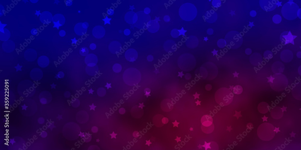 Light Blue, Red vector background with circles, stars. Colorful disks, stars on simple gradient background. Template for business cards, websites.