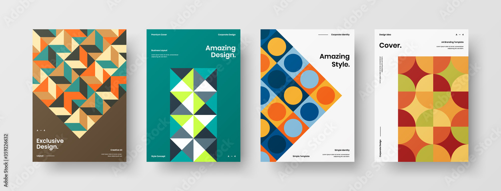 Fototapeta premium Abstract brochure cover vector design. Corporate identity geometric illustration template.