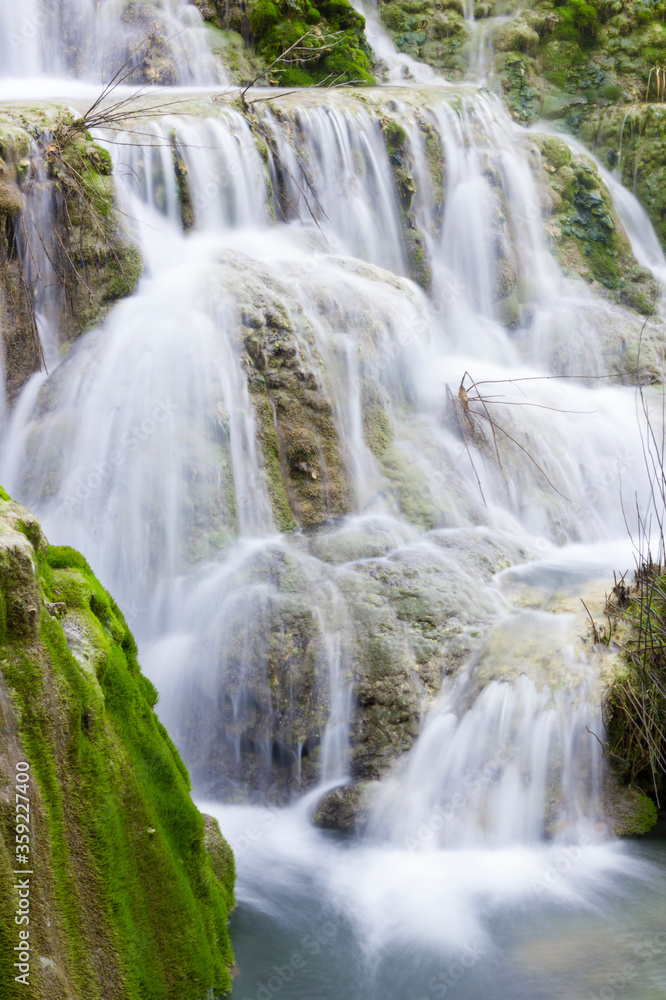Beautiful waterfall on the rocks. Orbaneja del Castillo