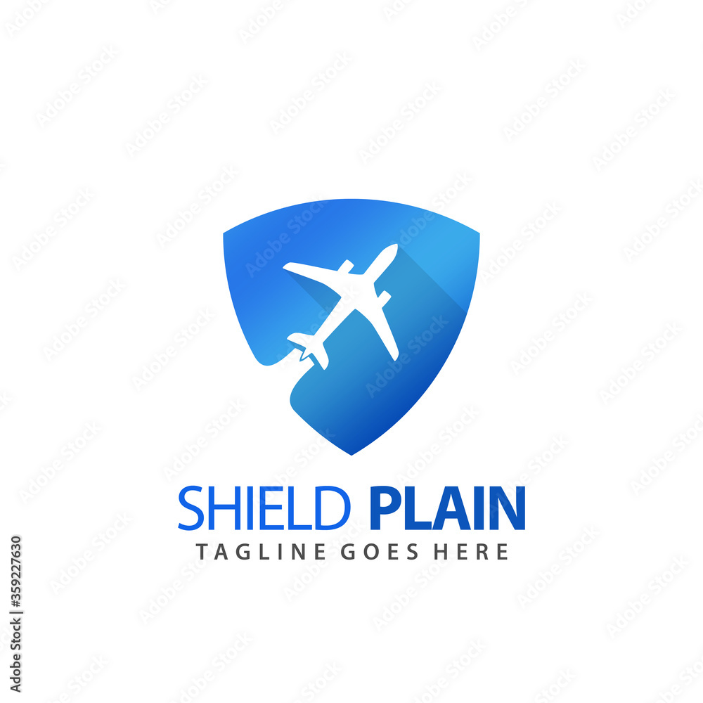 Shield Plain Agency Logo Icon Design Vector Illustration Template Premium
