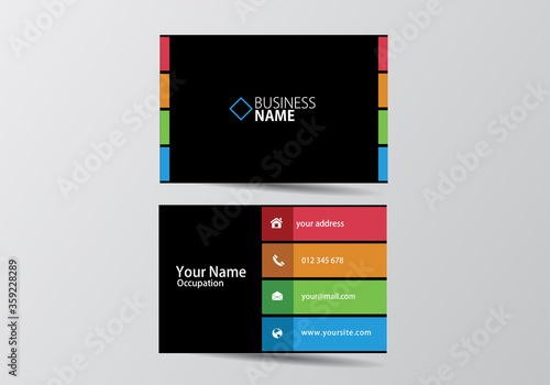 Dark colorful business card. visiting card template two sides