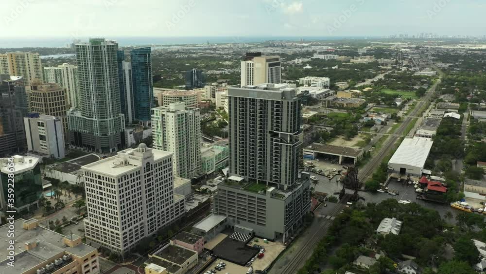 Aerial drone video Society Las Olas upscale residential condominium building Aerial drone video Society Las Olas upscale residential condominium building
