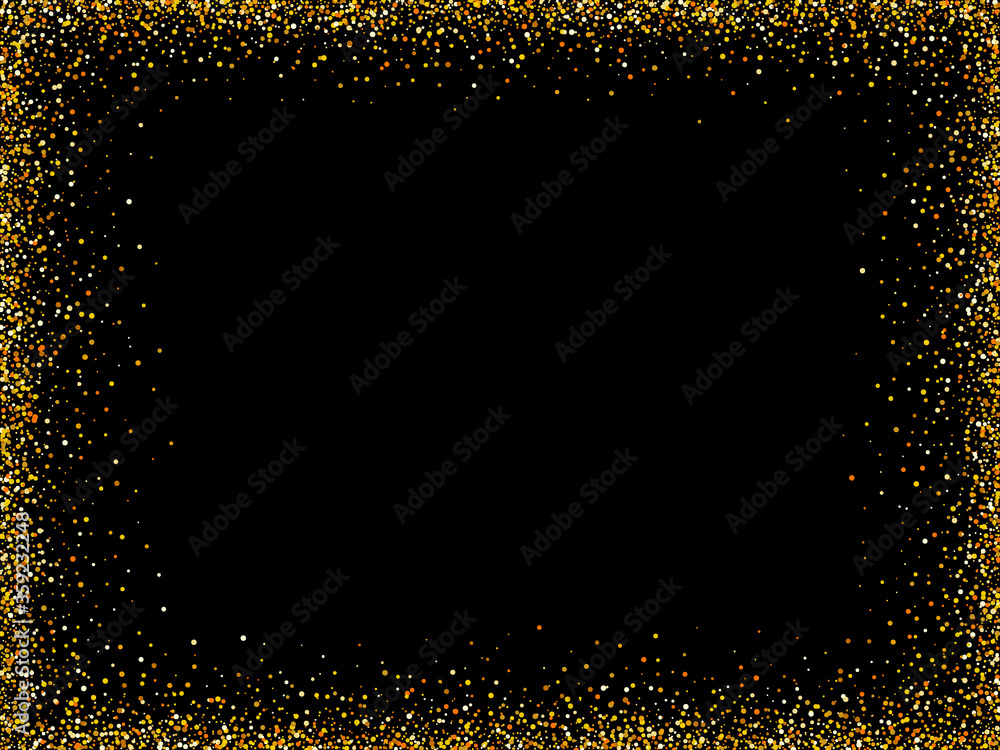 Gold glitter background. Gold frame sparkles on black background.Vector eps10 Gold glitter background. Gold frame sparkles on black background.Vector eps10