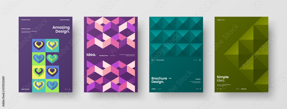Obraz premium Abstract brochure cover vector design. Corporate identity geometric illustration template.
