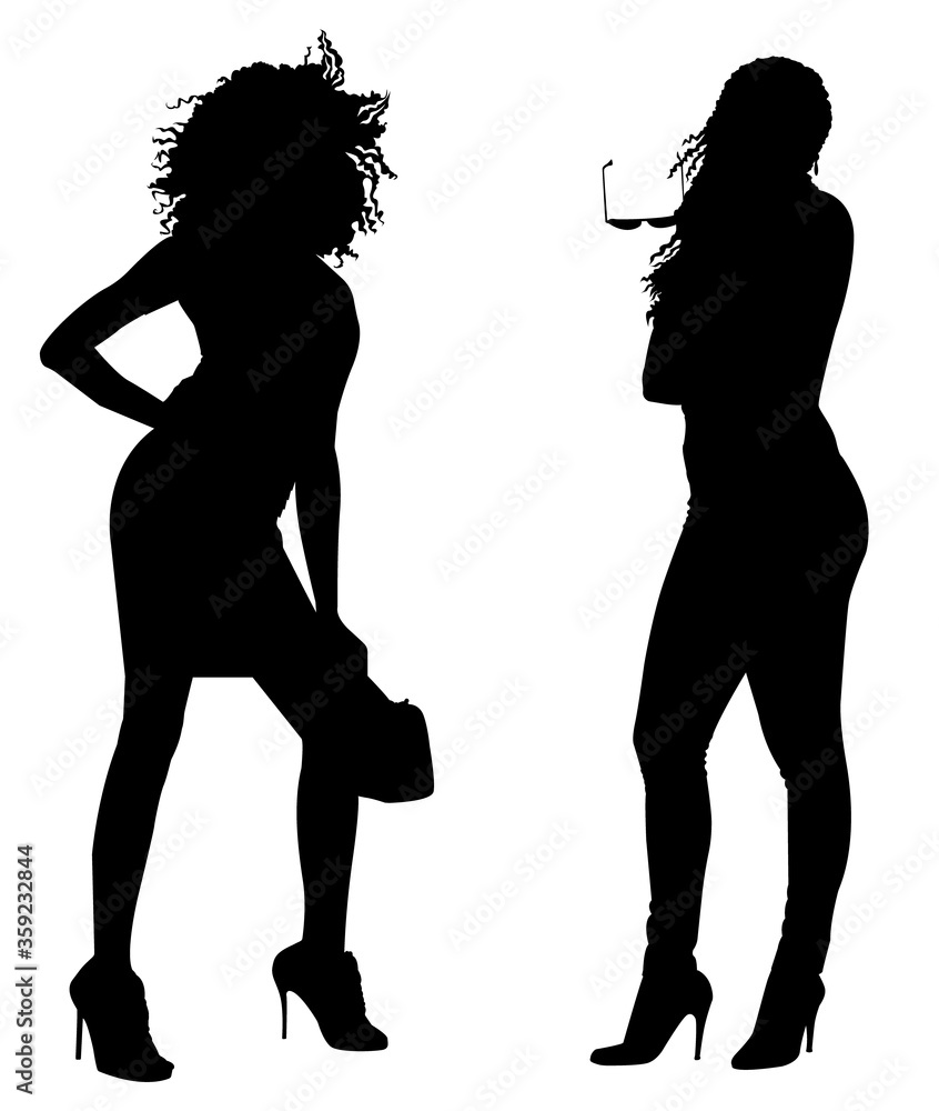 Silhouettes African American women full height.