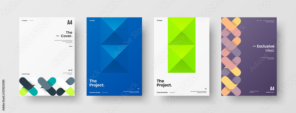 Fototapeta premium Abstract brochure cover vector design. Corporate identity geometric illustration template.