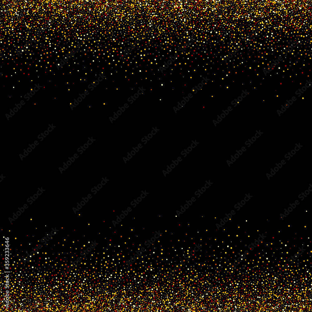 Gold glitter texture isolated on black background. Golden dots ...