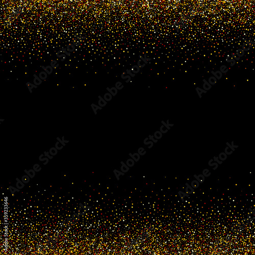 Gold glitter texture isolated on black background. Golden dots background. Vector illustrationeps10