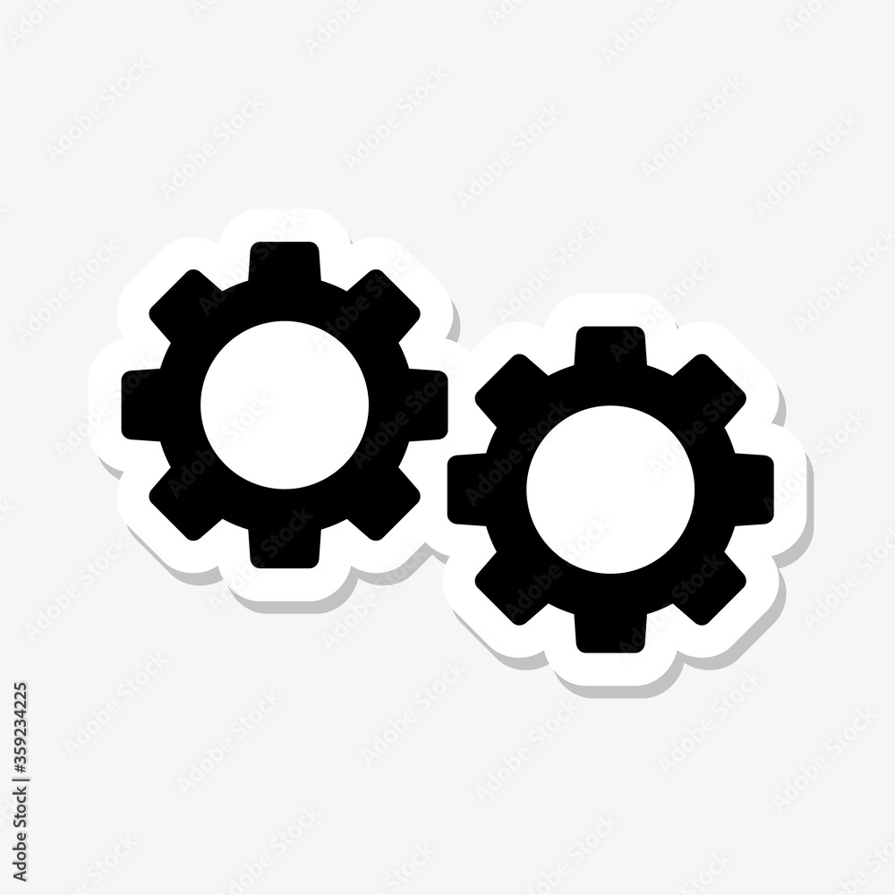 Gear sticker Icon isolated on gray background