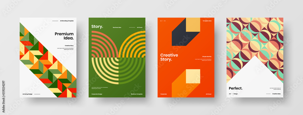 Obraz premium Abstract brochure cover vector design. Corporate identity geometric illustration template.