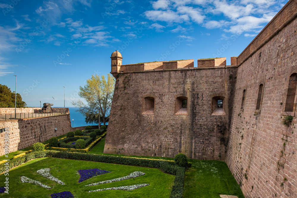 The historical Montjuic Castle in Barcelona Spain