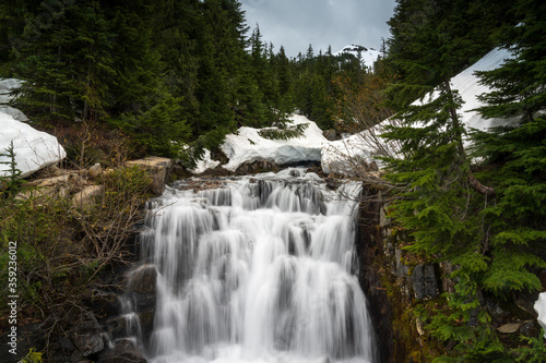 Sunbeam Creek Waterfalls Along Stevens Canyon Road  Mount Rainier National Park