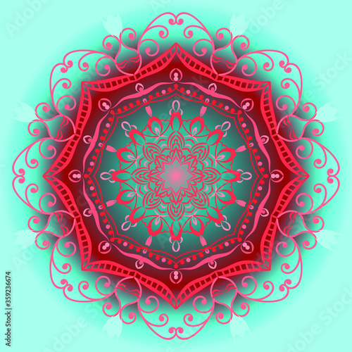 Colorful mandala for shawl, banner, flyer and print design. Workpiece for your design.	