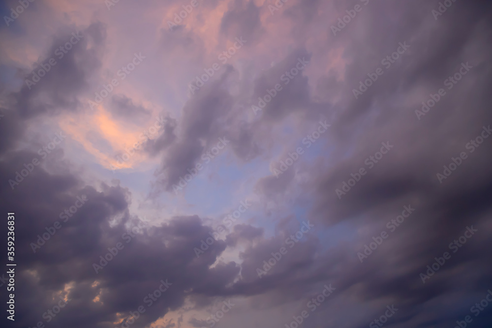 blue sky covered with gray clouds. After the rain. cloudy sky background