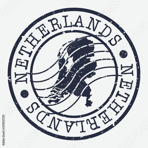 Netherlands Stamp Postal. Map Silhouette Seal. Passport Round Design. Vector Icon. Design Retro Travel.