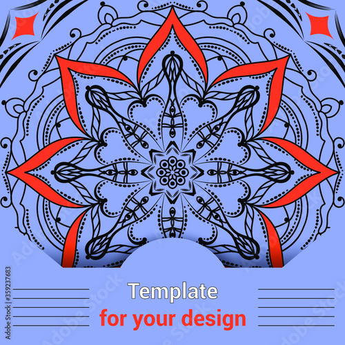 Template for your design with colorful mandala for packing, banner, flyer and print design. Workpiece for your design. Vector