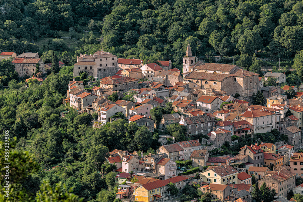 Historic town of Bakar in green forest, Croatia