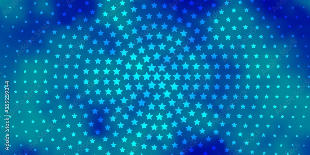 Light BLUE vector background with colorful stars. Blur decorative design in simple style with stars. Pattern for new year ad, booklets.