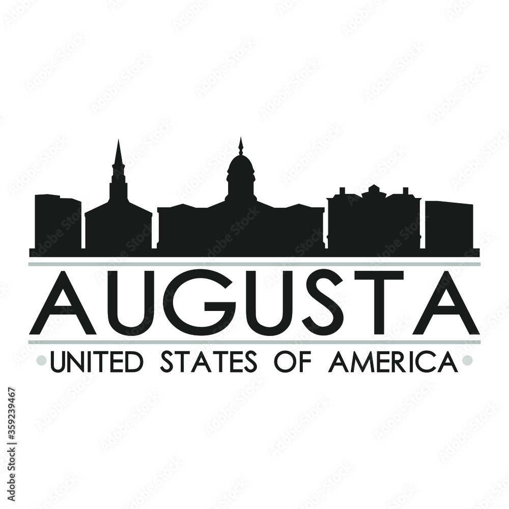 Augusta Skyline Silhouette Design City Vector Art Famous Buildings