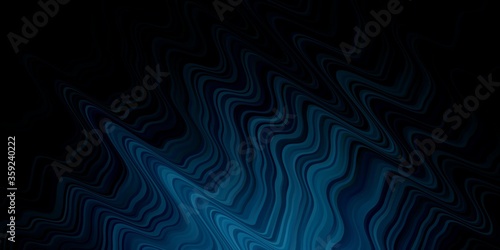 Dark BLUE vector backdrop with bent lines. Illustration in abstract style with gradient curved. Template for your UI design.