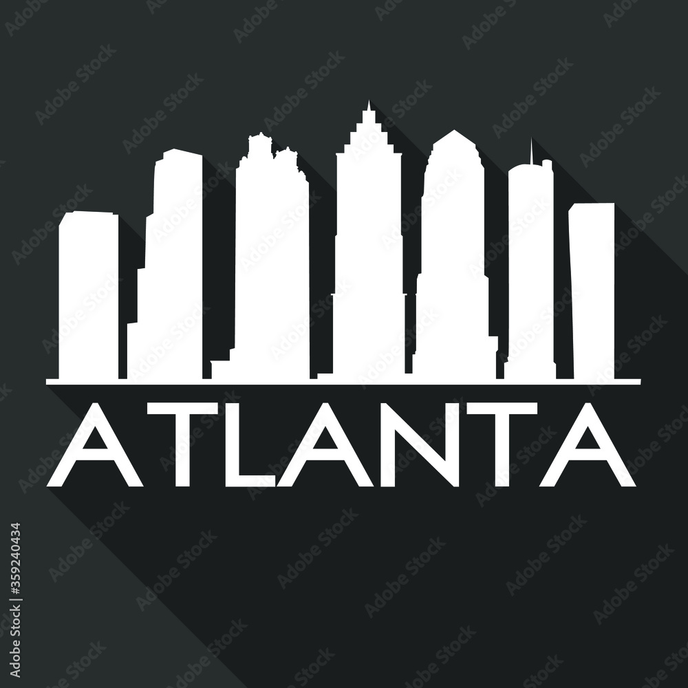 Atlanta Flat Icon Skyline Silhouette Design City Vector Art Famous Buildings