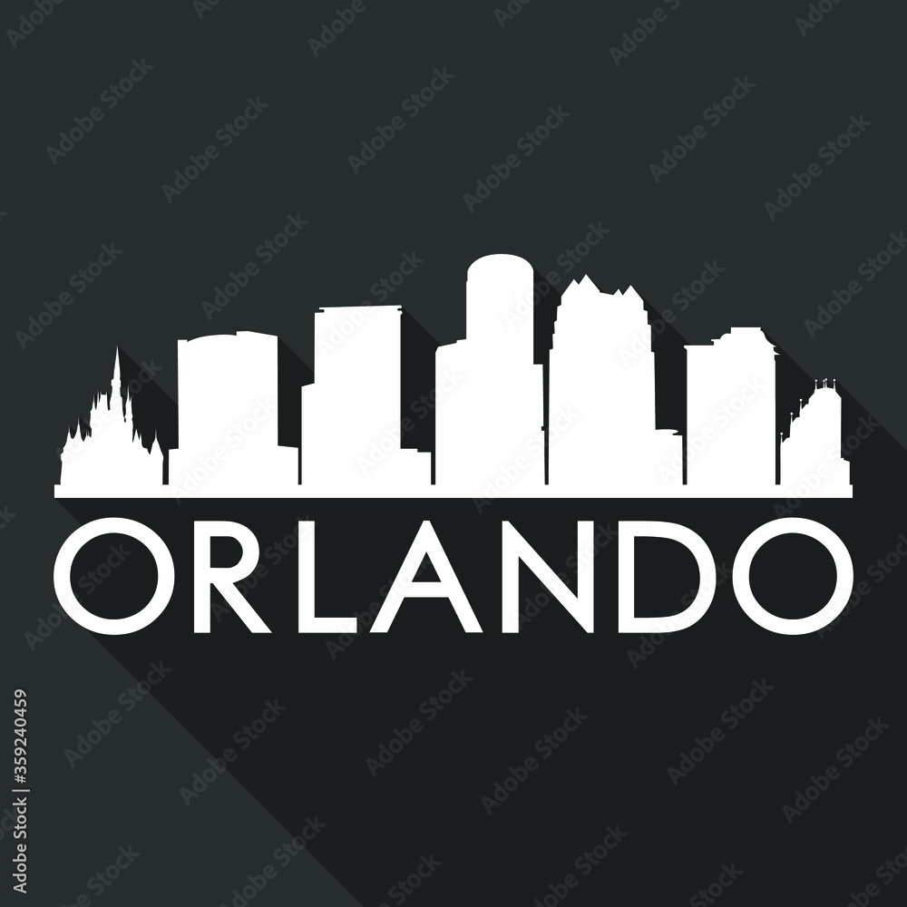 Orlando Florida Flat Icon Skyline Silhouette Design City Vector Art Famous Buildings