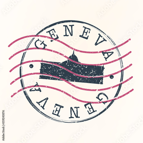 Geneva Switzerland Stamp Postal. Silhouette Seal. Passport Round Design. Vector Icon. Design Retro Travel. National Symbol.