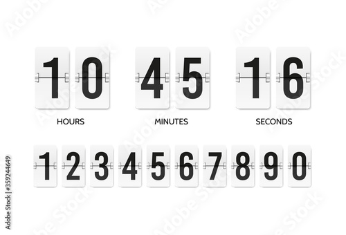 Countdown flip clock. Counter mechanical banner. Scoreboard or flipboard