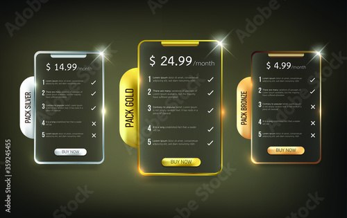 Button web price table pack