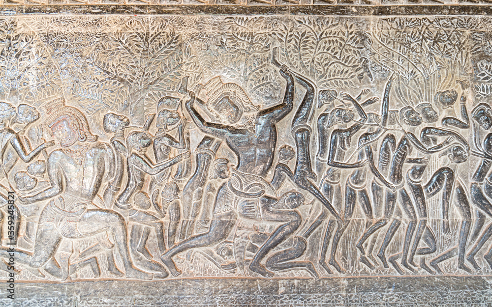 Hindu wall carvings at Angkor Wat