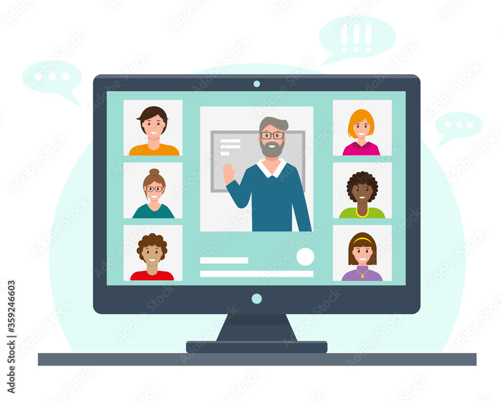 Video conference on the computer screen. Video conference on the computer screen.