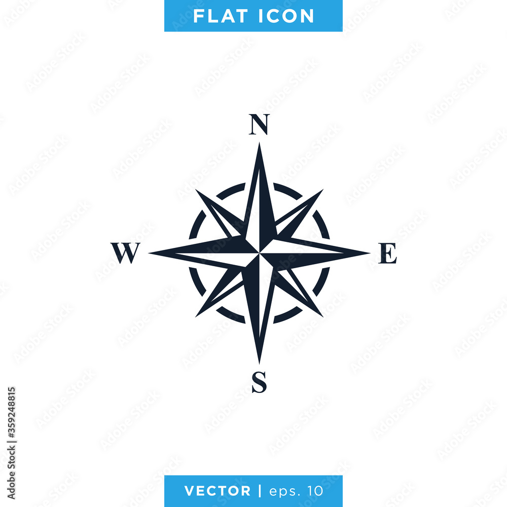 Wind rose compass icon vector logo design template Wind rose compass icon vector logo design template
