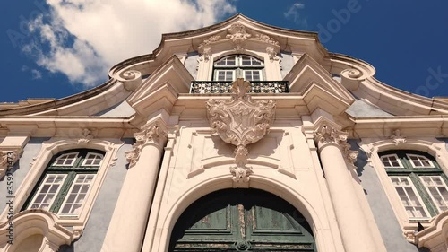 Facade of Queluz National Palace or Palacio Real de Queluz in Sintra, Lisbon district, Portugal. 