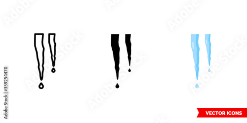 Icicle icon of 3 types. Isolated vector sign symbol.