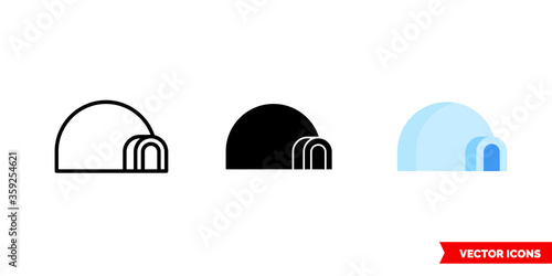 Igloo icon of 3 types. Isolated vector sign symbol.