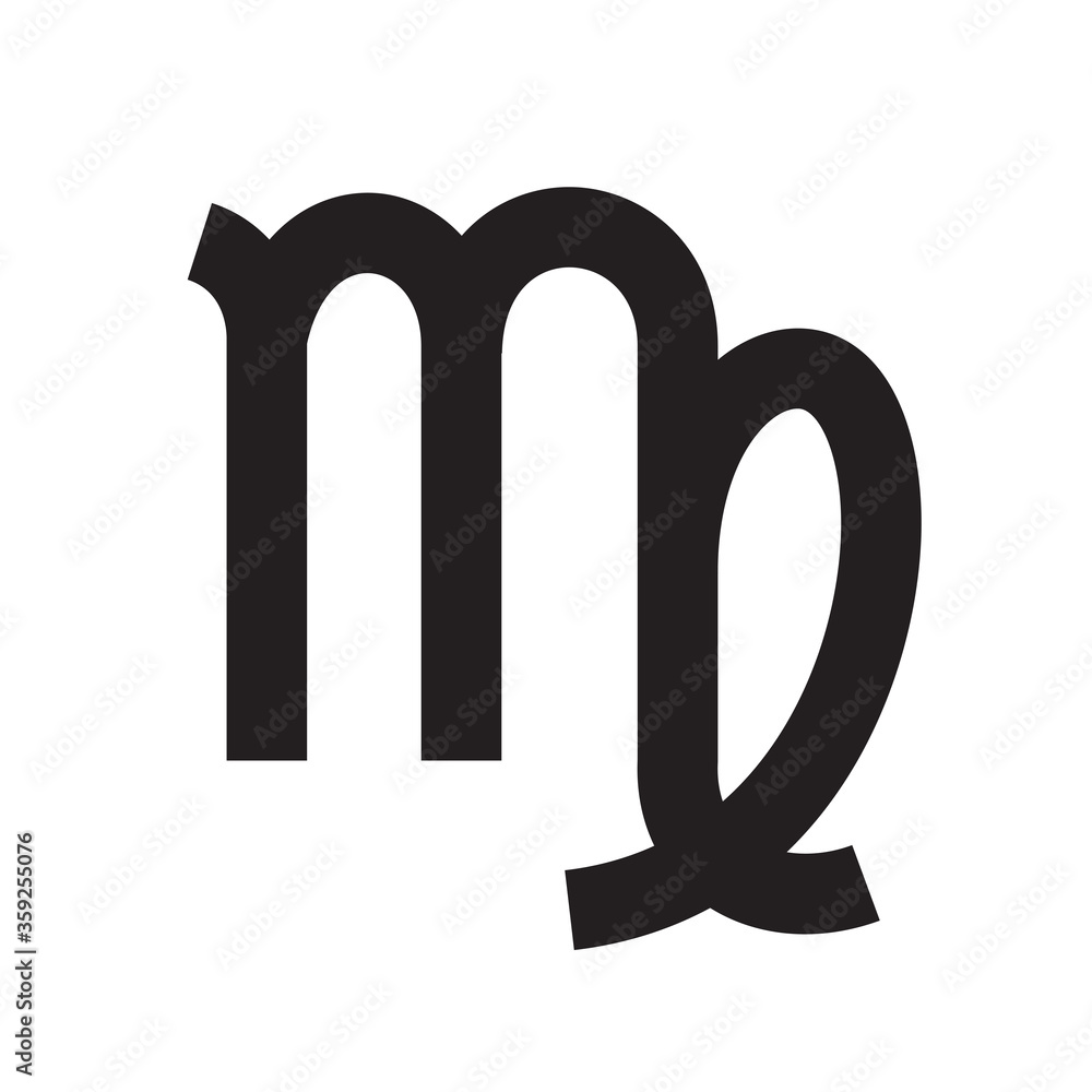 Virgo. Zodiac sign. Astrological calendar. Zodiacal black and white vector horoscope. Line symbol