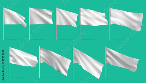 Waving blank flag on flagpole.