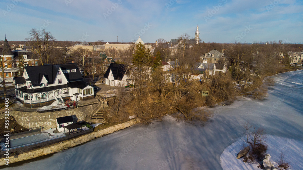 Obraz premium Aerial view of Terrebonne city in winter, Quebec, Canada
