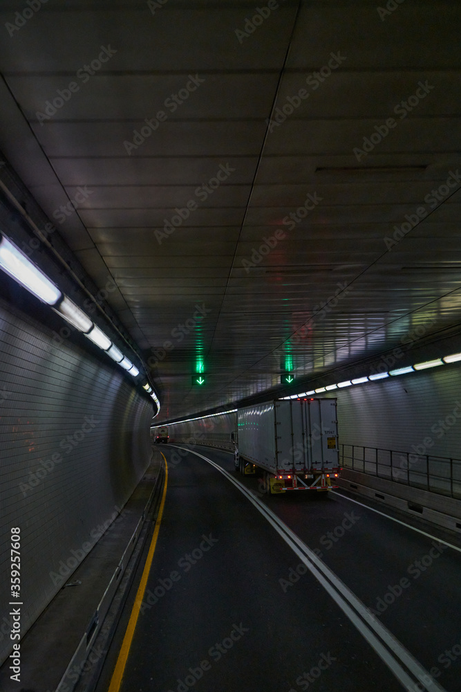 Inside Lincoln Tunnel in New York