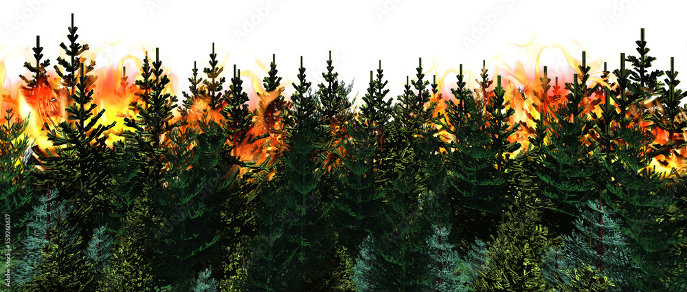 Forest on fire. 3d Forest on fire. 3d