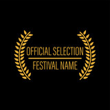 film movie award vector. laurel festival winner wreath. best cinema star icon. gold logo. celebrity branch prize. academy entertainment reel. reward emblem banner. olive palm.