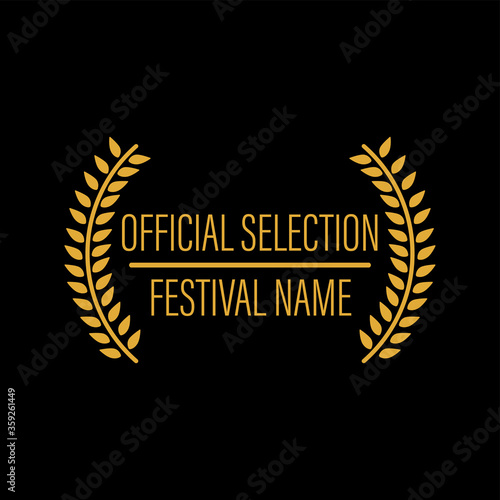 film movie award vector. laurel festival winner wreath. best cinema star icon. gold logo. celebrity branch prize. academy entertainment reel. reward emblem banner. olive palm.