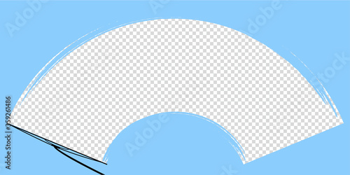 car wiper on windscreen or windshield vector illustration. rain water on front glass. clean dirt dust snow blades. road safety. auto motion mockup. transparent template. stock icon. inside vehicle