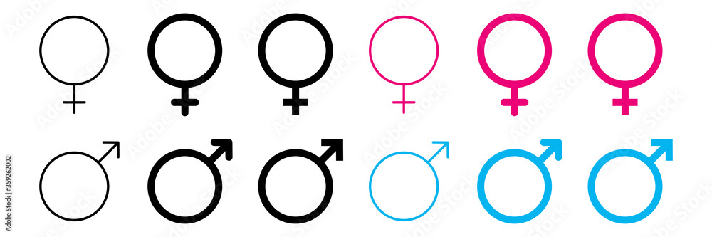 gender icon male female vector illustration. sex man men woman women symbol. boy girl logo on white background. pink blue black color. gender icon male female vector illustration. sex man men woman women symbol. boy girl logo on white background. pink blue black color.