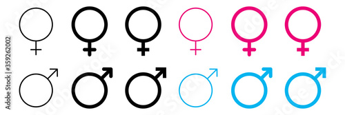 gender icon male female vector illustration. sex man men woman women symbol. boy girl logo on white background. pink blue black color.